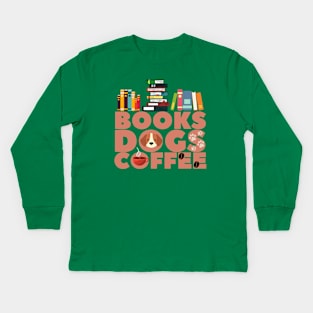 Books Dogs Coffee Kids Long Sleeve T-Shirt